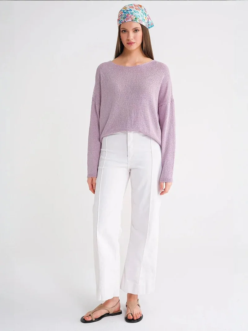 MixRay Oversized Boat Neck Knit Sweater