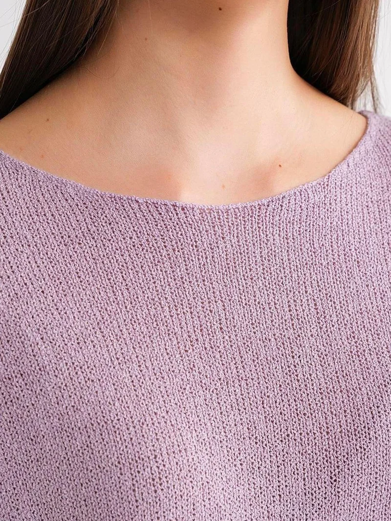 Mixray Lilac Purple MIXRAY Oversized Boat Neck Knit Sweater for Women | Best Price UAE