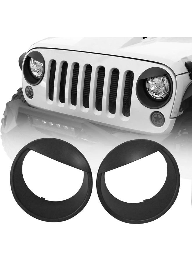 Hooke Road Hooke Road Black Angry Bird Headlight Cover Clip-in Bezels for 2007-2015 Jeep Wrangler & Wrangler Unlimited JK - Pair  - Image 1