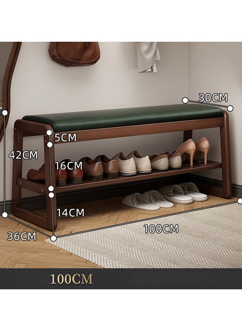 CityRiya-Long Shoe Bench Shoe Rack Organizer for Closet 100cm Wooden Shoe Cabinet Shoe Storage Shelf Shoe Storage Entryway Bench Rack Home Shoe Organizer for Entryway Hallway Bedroom Living Room  - Image 2