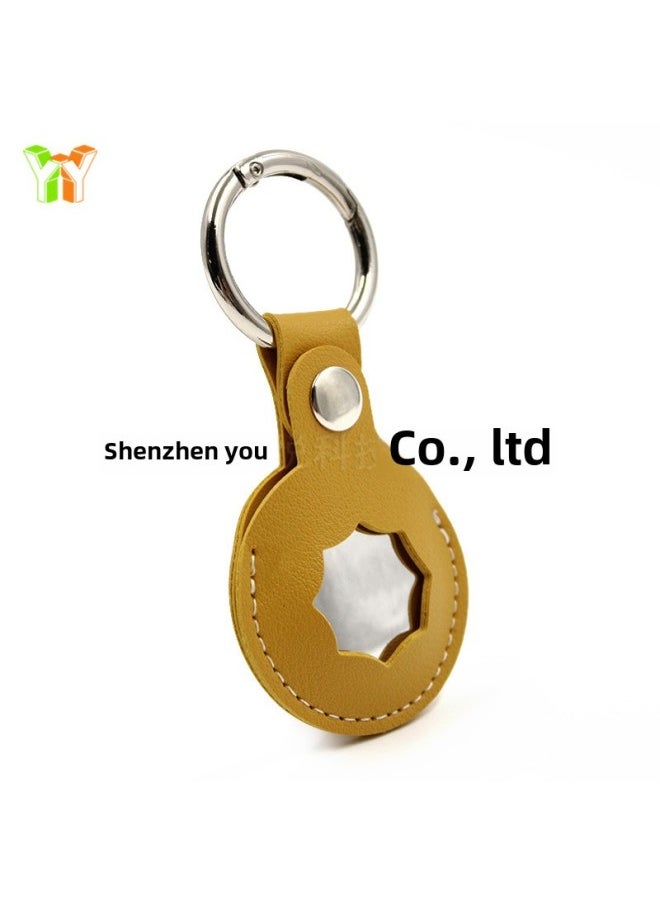 Generic - Suitable For Airtags Apple Anti-lost Device Leather Case Bluetooth Locator Protective Case Access Control Card Case-Color:Gold-Applicable Models:airtag - Image 1