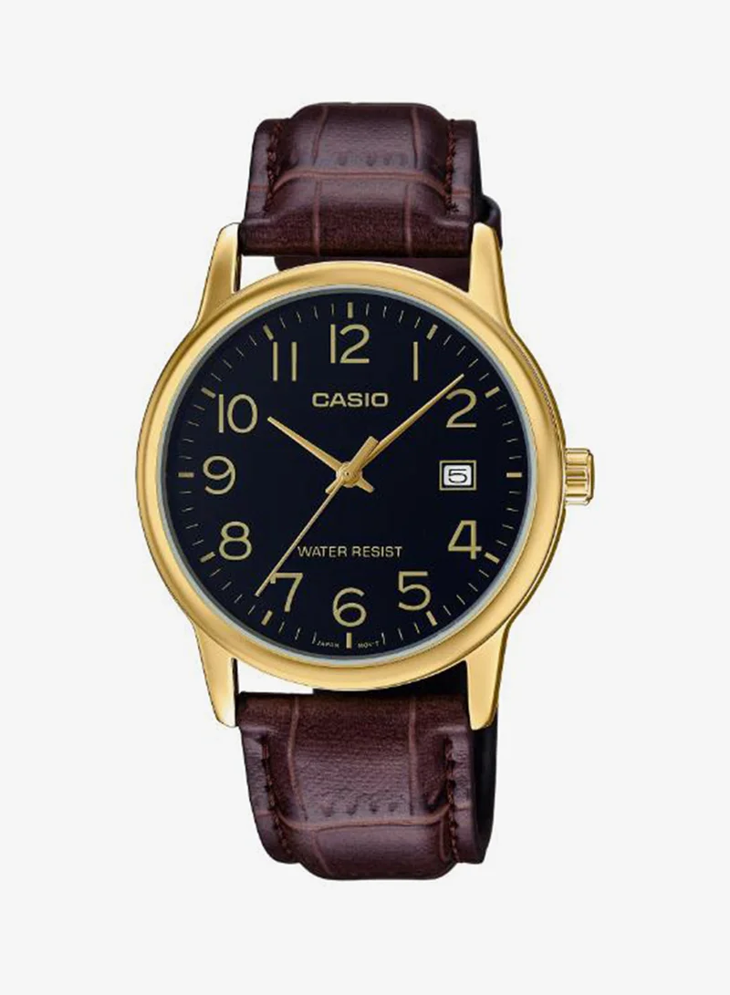 CASIO Men's Leather Analog Watch MTP-V002GL-1BUDF - 37.1 mm