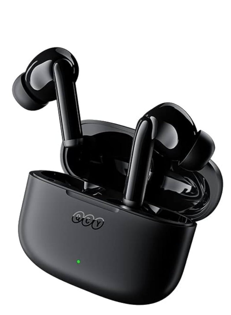 سماعات أذن ذكية لاسلكية حقيقية QCy T19 مع ميكروفون رباعي وENC واستدعاء ستيريو عالي الدقة HiFi وتقنية Bluetooth 5.1 وتحكم باللمس وزمن تأخير منخفض وبطارية فائقة العمر تدوم 30 ساعة باللون الأسود