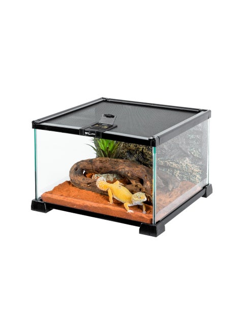 REPTI ZOO Mini Reptile Glass Terrarium Tank, 21" x 21" x 15cm" Reptile Detachable Enclosure Habitat with Top Feeding and Screen Ventilation (AK01BG)