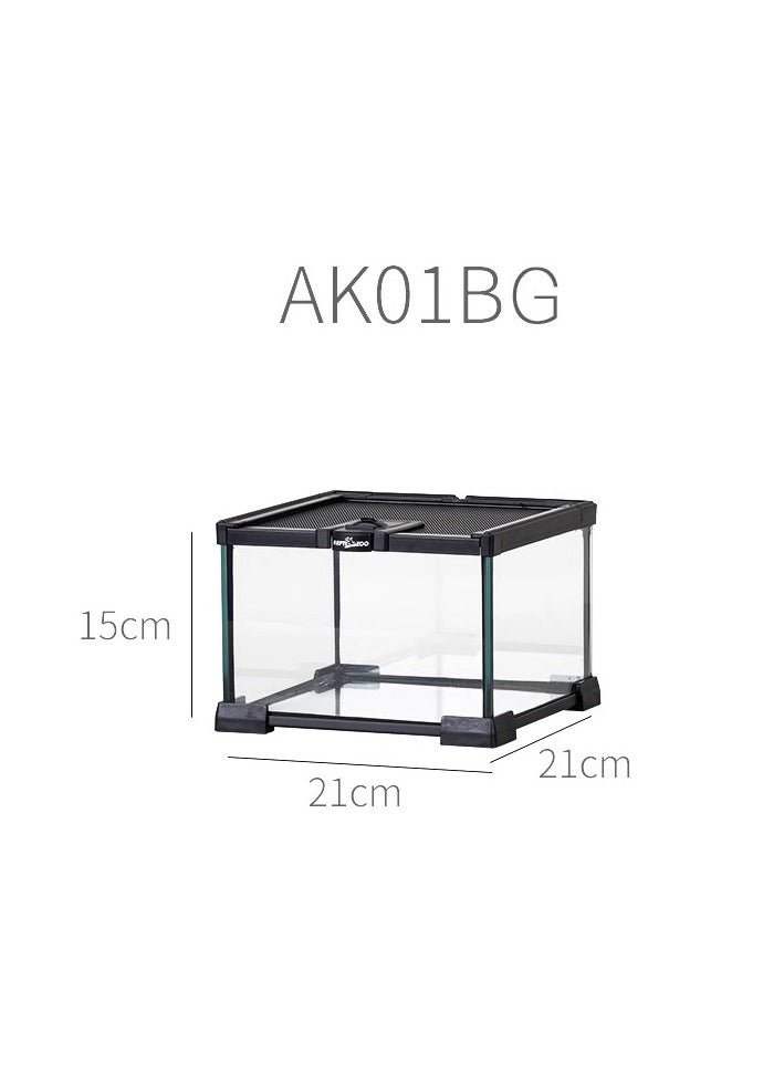 REPTIZOO - REPTI ZOO Mini Reptile Glass Terrarium Tank, 21" x 21" x 15cm" Reptile Detachable Enclosure Habitat with Top Feeding and Screen Ventilation (AK01BG) - Image 1