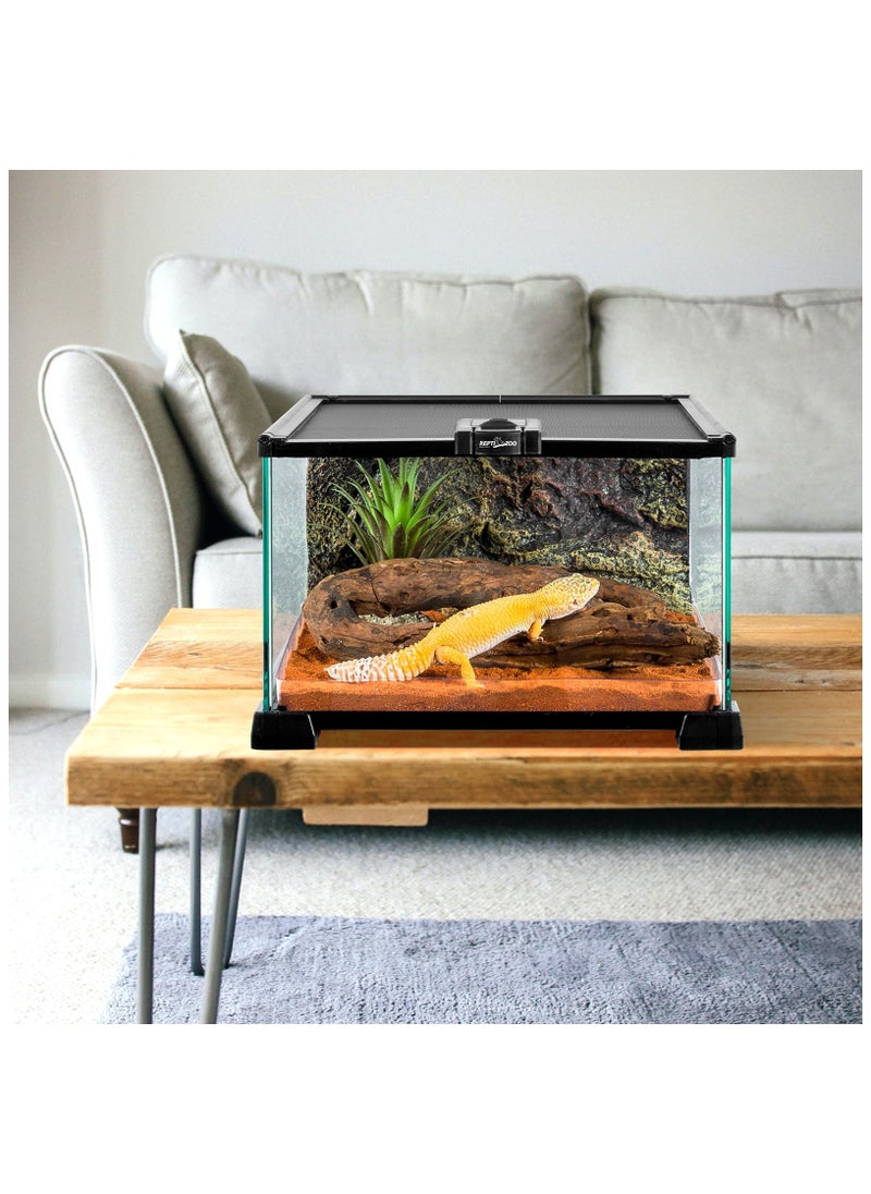 REPTIZOO - REPTI ZOO Mini Reptile Glass Terrarium Tank, 21" x 21" x 15cm" Reptile Detachable Enclosure Habitat with Top Feeding and Screen Ventilation (AK01BG) - Image 1