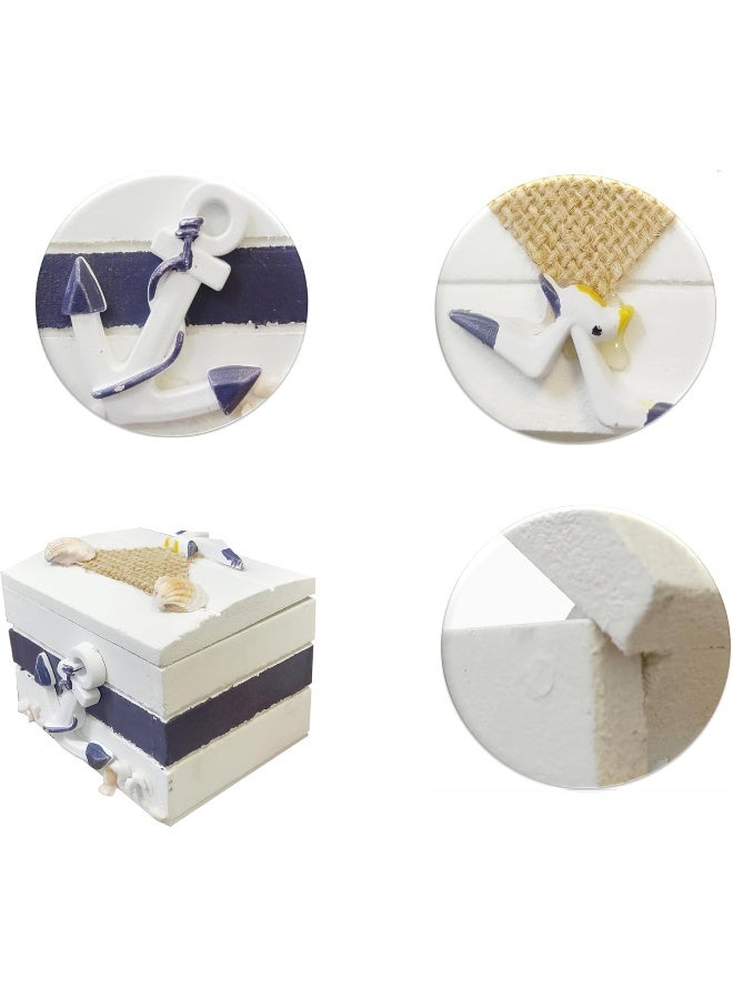 FAB D'COR Mediterranean Storage Box Nautical Cove Treasure Chest Vintage Jewelry Case Boat Box, Suitcases Sea Decor (4 Design) (Design 3, 7.5x5.5)  - Image 2