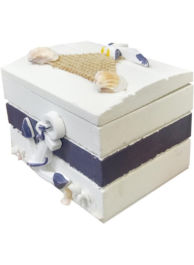 FAB D'COR Mediterranean Storage Box Nautical Cove Treasure Chest Vintage Jewelry Case Boat Box, Suitcases Sea Decor (4 Design) (Design 3, 7.5x5.5)  - Image 1