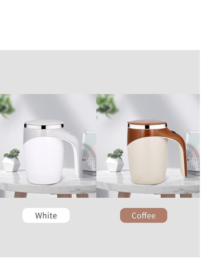 بلان A كوب قهوة ذاتي التحريك قابل لاعادة الشحن من الستانلس ستيل بسعة 380 مل مع غطاء، خليط مغناطيسي اوتوماتيكي لمخفوق الحليب والقهوة والشوكولاتة الساخنة (ابيض) - Image 4