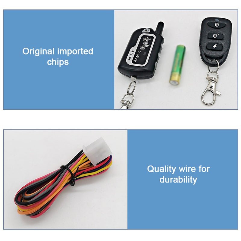 Motorcycle Anti-Theft Alarm System 2-Way Wireless Remote Engine Starter Stop Lock/Unlock Controller 12V with Adjustable Sensitivity 125dB Horn 2 Remote Controller - Image 5