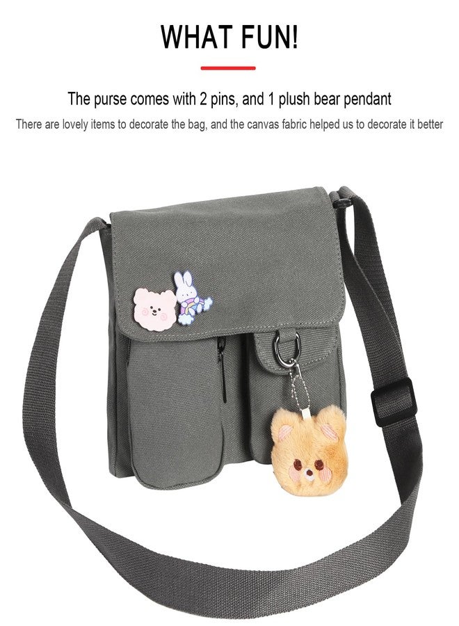 Phaoullzon Kawaii Crossbody Bag Cute Messenger Bags Canvas Shoulder Purse Gifts for Teens - Image 3