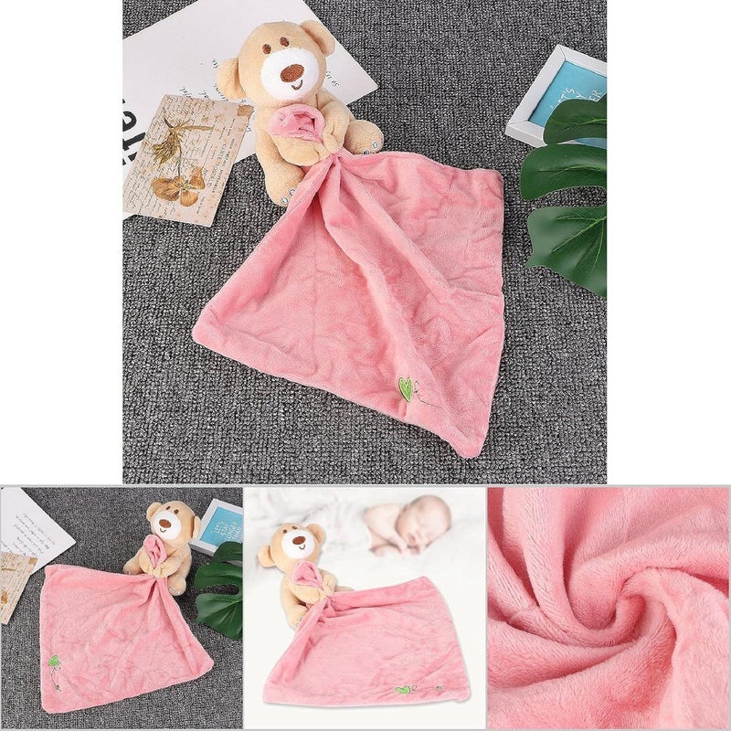 منشفة دب الطفل الوردي الناعم المهدئة للنوم عالي الجودة بقبضة يد صغيرة مقاس 9.4 × 5.5 × 3.1 بوصة - Image 4