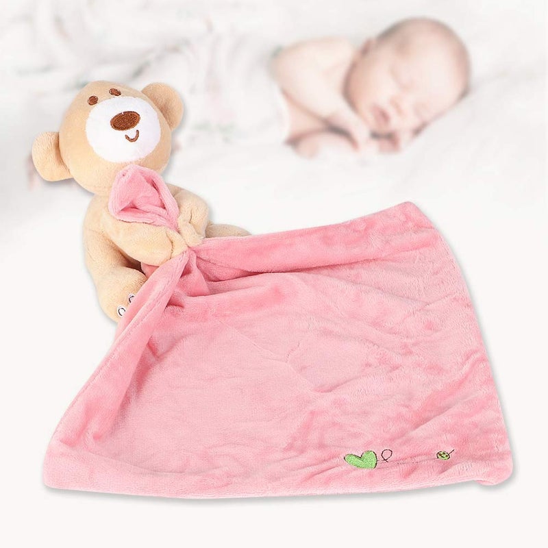 منشفة دب الطفل الوردي الناعم المهدئة للنوم عالي الجودة بقبضة يد صغيرة مقاس 9.4 × 5.5 × 3.1 بوصة - Image 3