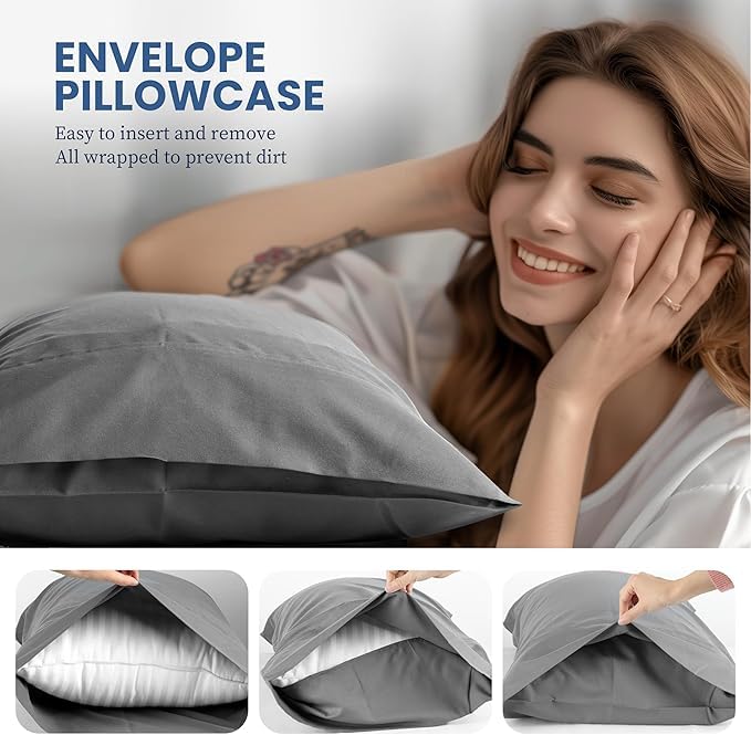 Simple Deluxe Queen Size 4 Piece Sheet  Lightweight Super Soft Easy Care Microfiber - Comfy Breathable  Cooling Bedding Sheets with Deep Pocket  Shrinkage and Fade Resistant  Hotel Luxury  Grey - Image 3