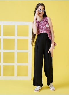 Geo Print Overlay Sleeveless Jumpsuit by Styli