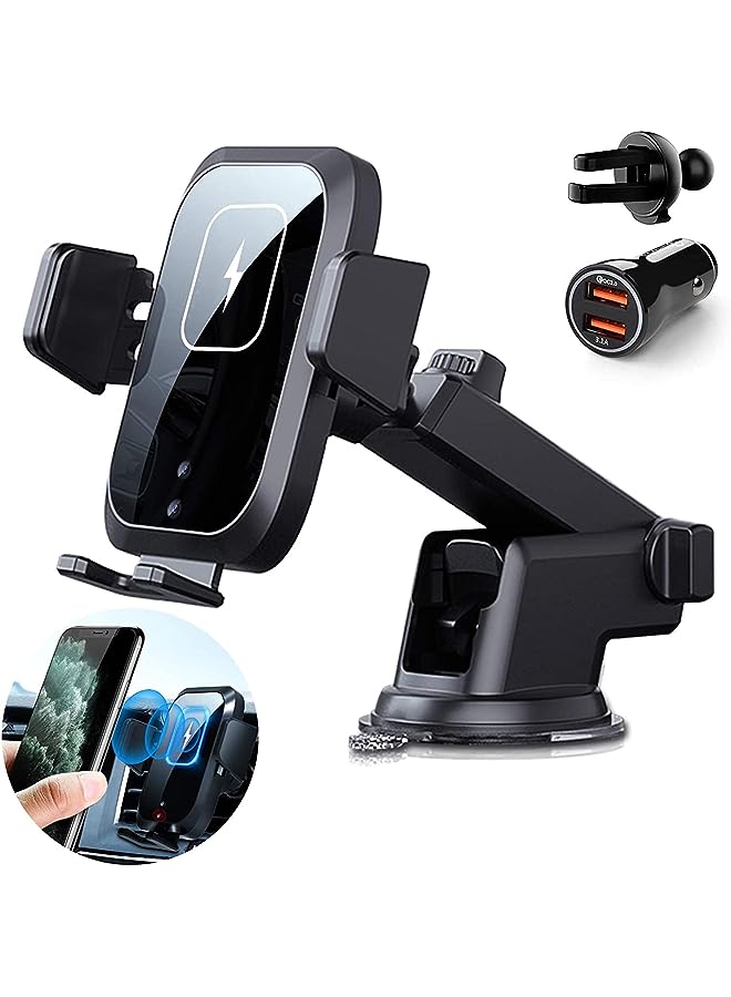 PROMASS Wireless Car Charger Mount,15W Qi Fast Charging Windshield Car Phone Holder Compatible for Samsung S20/S10/S9, iPhone 13/12/11Pro/XsMAX/XS/8, & Other Qi Smartphone - Image 1