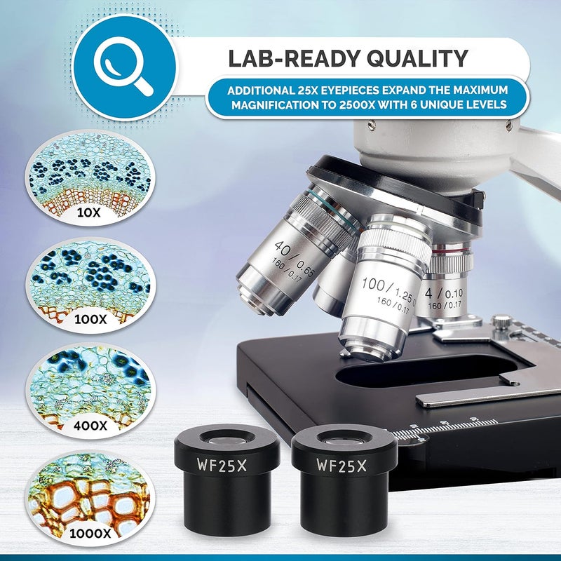 AmScope AmScope B120C Series Student  Professional LED Binocular Compound Microscope  40X2500X Magnification  Features Siedentopf Head  3D Mechanical Stage  - Image 3