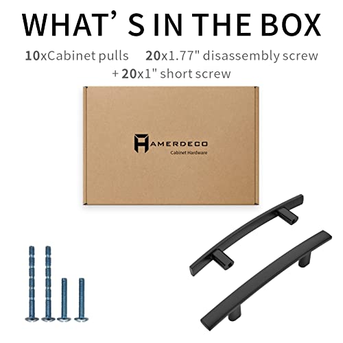 Amerdeco 10 Pack Matte Black 3 Inch(76mm) Hole Centers Kitchen Cabinet Pulls Hardware Kitchen Handles for Cabinets Cupboard Handles Drawer Pulls ZH0003 - Image 5