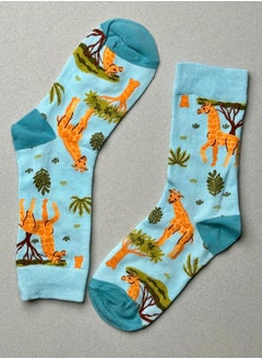 The Socks Hype 2 Pairs Giraffe Pattern Cotton Soft Funny Socks for Men Women | Casual Crew Colorful Animal Novelty Socks | Unisex Comfortable Dress Socks for Everyday Wear  - Image 1