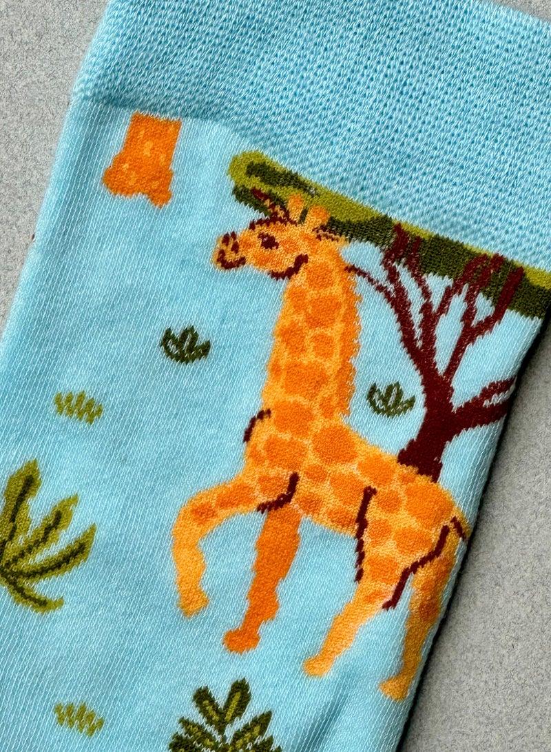 The Socks Hype 2 Pairs Giraffe Pattern Cotton Soft Funny Socks for Men Women | Casual Crew Colorful Animal Novelty Socks | Unisex Comfortable Dress Socks for Everyday Wear - Image 2