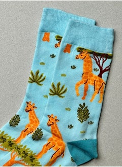 The Socks Hype 2 Pairs Giraffe Pattern Cotton Soft Funny Socks for Men Women | Casual Crew Colorful Animal Novelty Socks | Unisex Comfortable Dress Socks for Everyday Wear  - Image 4