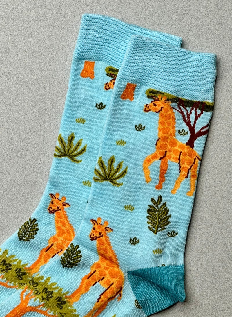 The Socks Hype 2 Pairs Giraffe Pattern Cotton Soft Funny Socks for Men Women | Casual Crew Colorful Animal Novelty Socks | Unisex Comfortable Dress Socks for Everyday Wear - Image 4