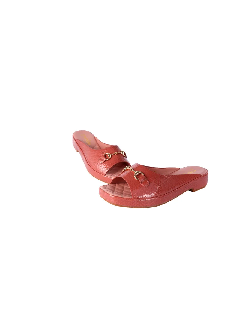 ميشيل مورجان 092-2308 Michelle Morgan Ladies Snake Print Low Heel Sandals Pink