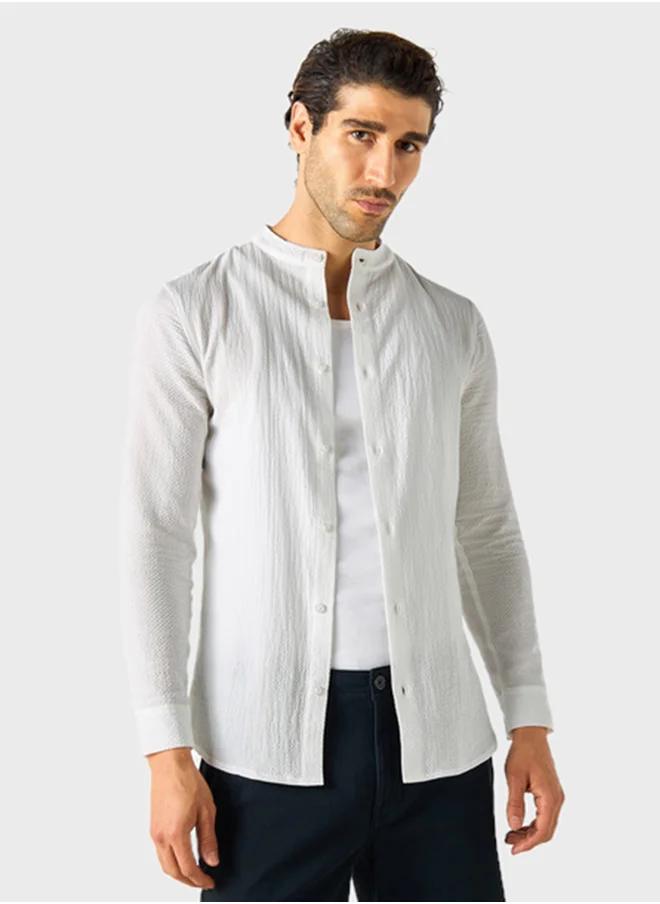 Iconic Textured Button Down Shirt