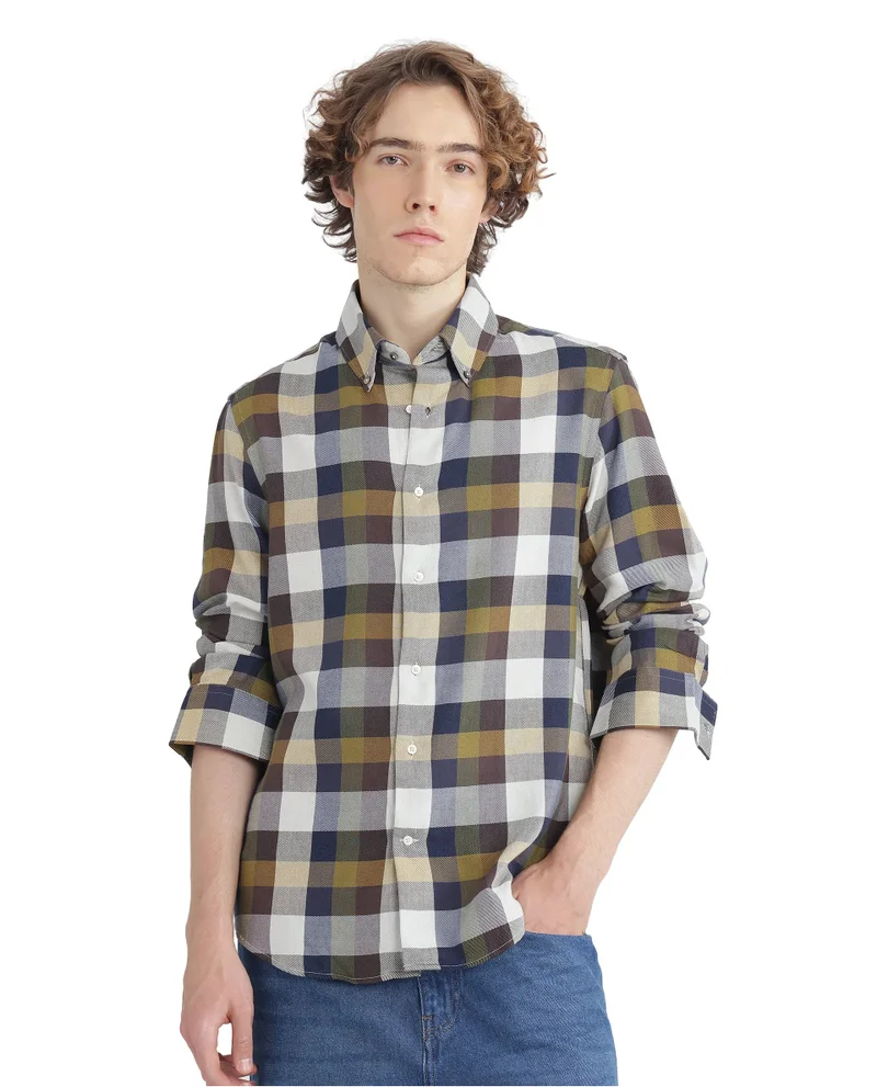 رير رابِت Rare Rabbit Men's Kalen Multi Cotton Fabric Regular Fit Checks Shirt