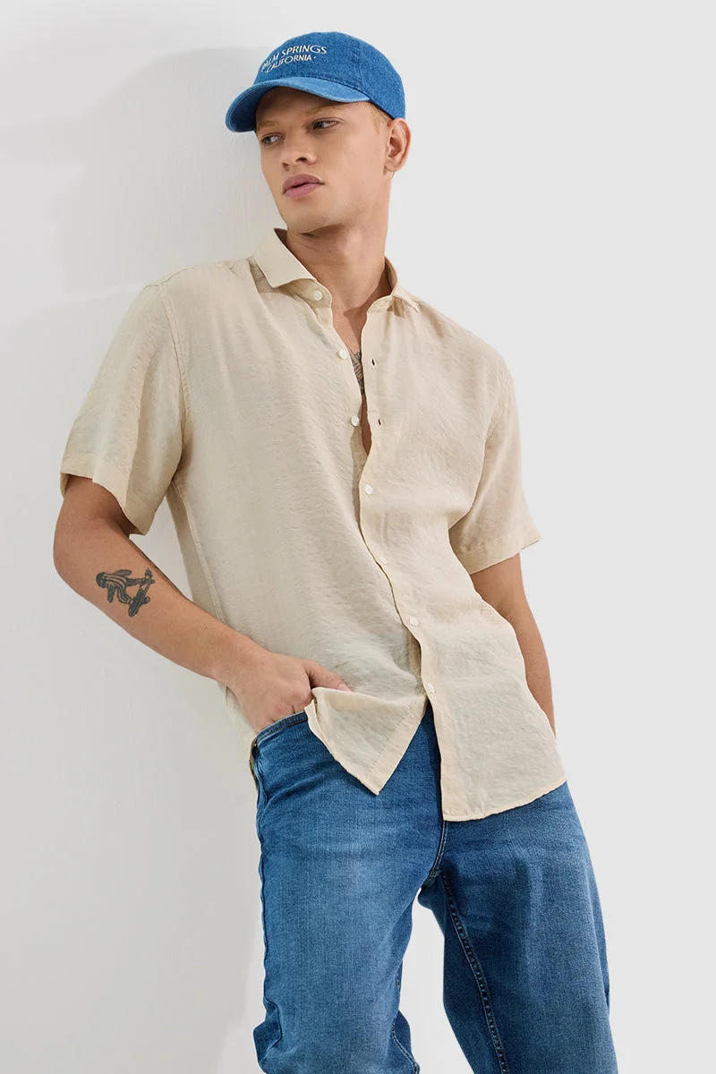 SNITCH Beige Stripes Regular Fit Shirt