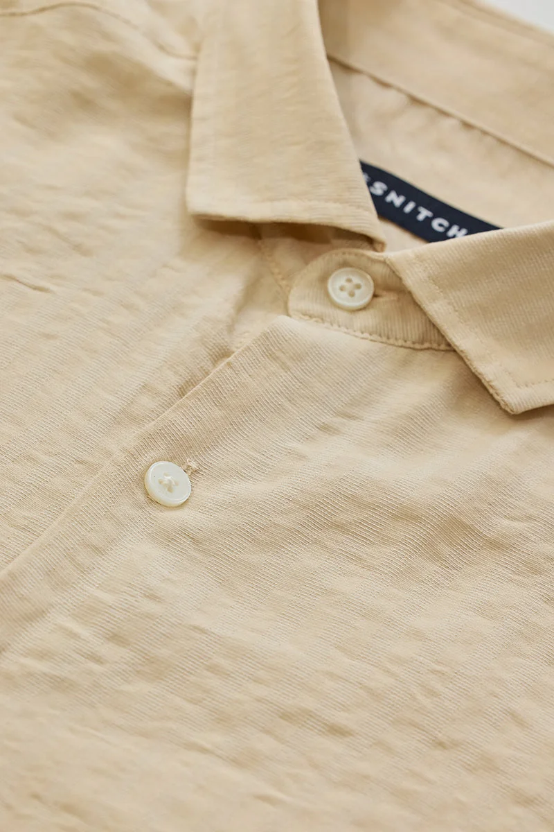 SNITCH Beige Stripes Regular Fit Shirt