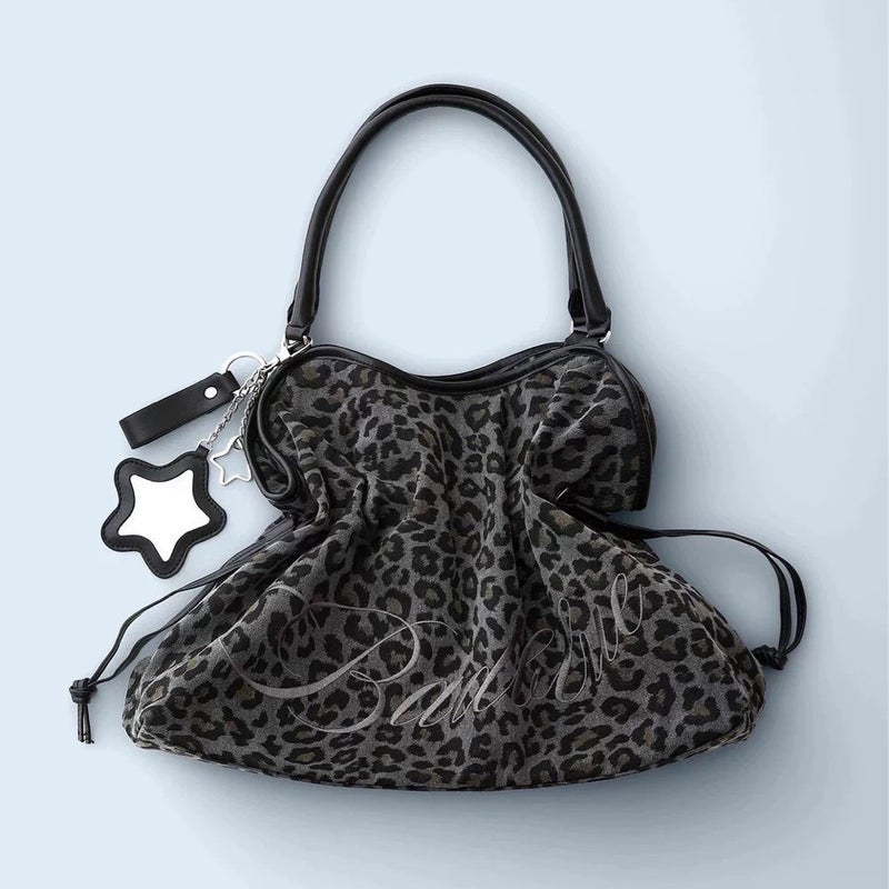Women's Pink Leopard Print Tote Bag with Embroidery - Image 3