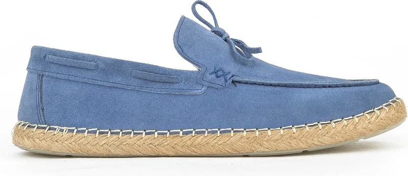 زيا , Men's Genuine Leather Espadrille Shoes 1411036ZI302 Blue
