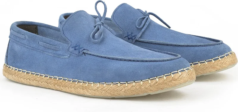 زيا , Men's Genuine Leather Espadrille Shoes 1411036ZI302 Blue