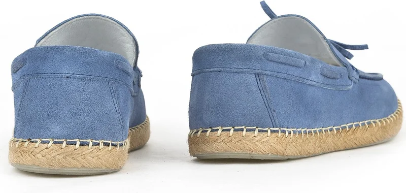 زيا , Men's Genuine Leather Espadrille Shoes 1411036ZI302 Blue