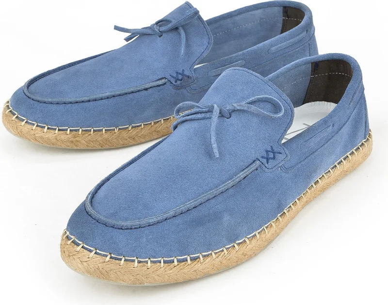 زيا , Men's Genuine Leather Espadrille Shoes 1411036ZI302 Blue