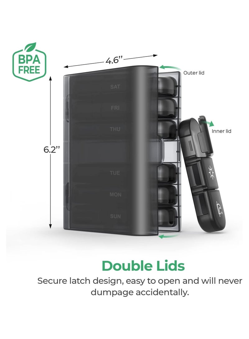 هالامين منظم حبوب الدواء,منظم ادويه,علبة دواء,مقسم ادوية,(3 مرات في اليوم)أسود - Image 5