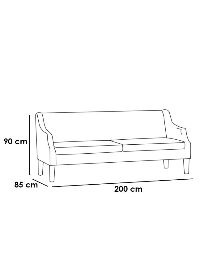 Homzmart Linen  and Sweedish Wood 3 Seaters Sofa - Beige  - Image 2