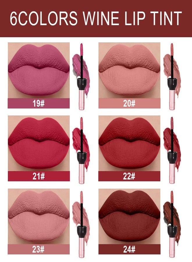 BINGBRUSH 6 Colors Matte Red Wine Liquid Lipstick Pack Set,Wine Lip Tint Long Lasting 24 Hour Waterproof Velvet Nonstick Cup Lipgloss Lip Stain Pigmented Lip Makeup Gift Sets for Girls and Women - Image 2