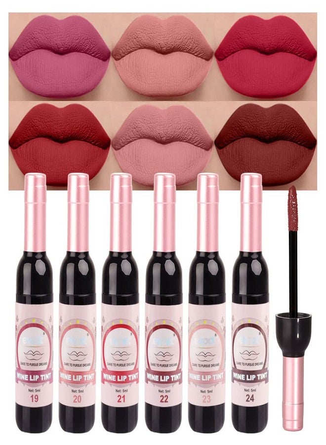 BINGBRUSH 6 Colors Matte Red Wine Liquid Lipstick Pack Set,Wine Lip Tint Long Lasting 24 Hour Waterproof Velvet Nonstick Cup Lipgloss Lip Stain Pigmented Lip Makeup Gift Sets for Girls and Women - Image 1
