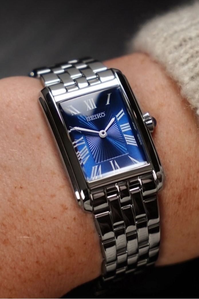 Seiko SWR085P1 Essentials Collection – 22.2mm Stainless Steel Case, Blue Roman Dial, Silver-Tone Bracelet Women's Watch - Image 2