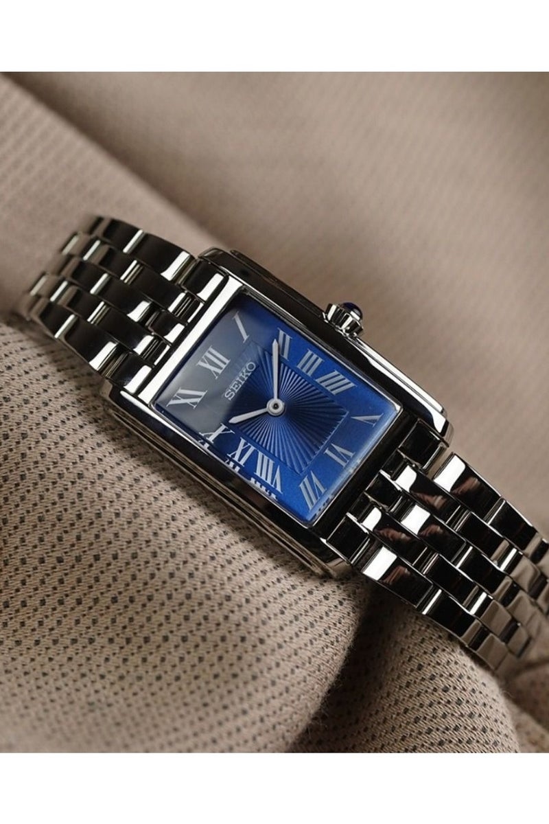 Seiko SWR085P1 Essentials Collection – 22.2mm Stainless Steel Case, Blue Roman Dial, Silver-Tone Bracelet Women's Watch - Image 1