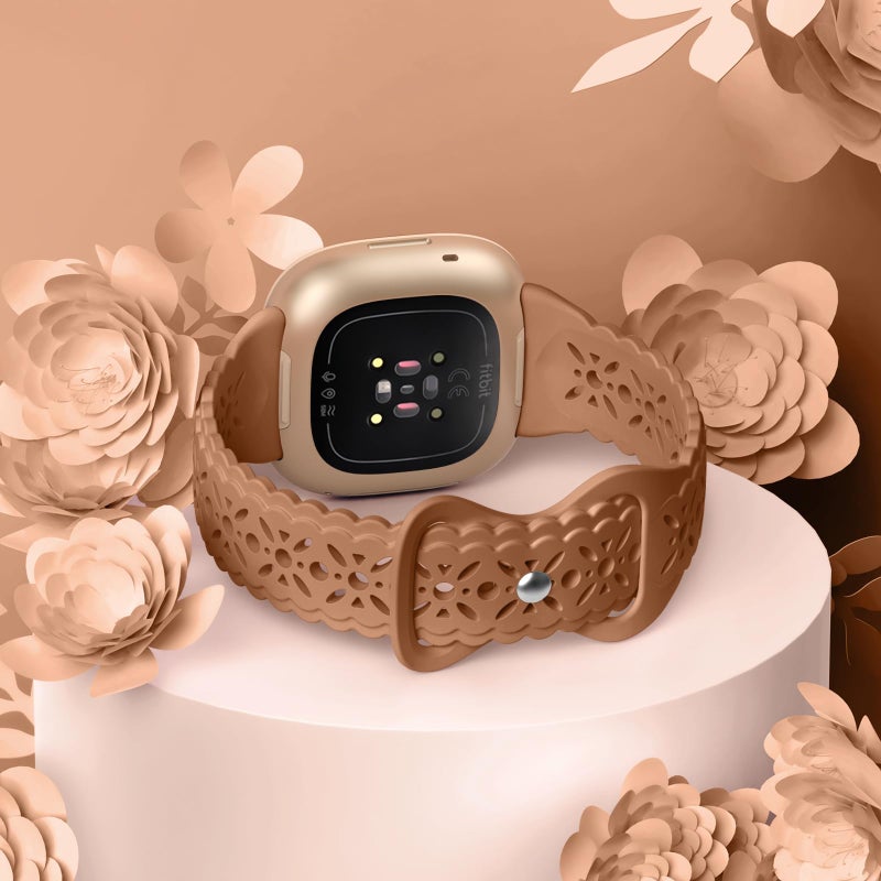 Dirrelo 4 pack Lace Silicone Band Compatible for Fitbit Sense Bands/Fitbit Versa 3 Bands/Fitbit Versa 4 Bands/Fitbit Sense 2 Bands Women,Soft Thin Hollow-out Sport Watch Strap Replacement Wristband - Image 2