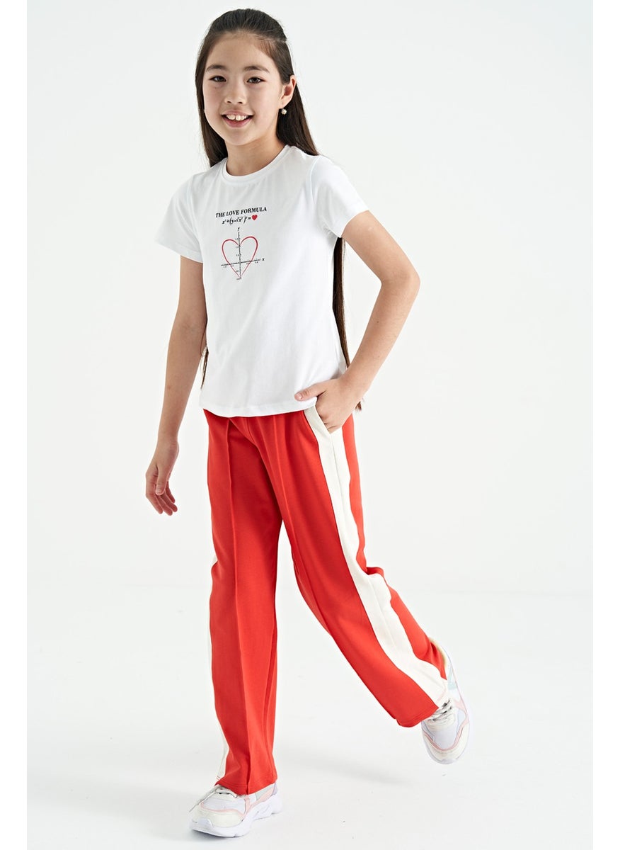 Tommy Life - White O Neck Printed Detailed Comfortable Fit Girls T-Shirt - 75129 - Image 1