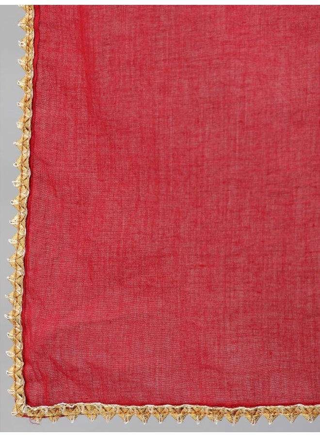 AKS Red & Pink Gold Printed Lehenga Choli With Tie & Dye Dupatta Set  - Image 4
