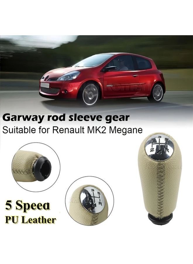 Beige Manual Shift Head 5 Speed Gear Knob For Clio III 2005 2009 Megane II 2002 2009 - Image 1