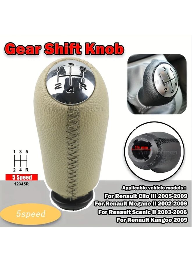Beige Manual Shift Head 5 Speed Gear Knob For Clio III 2005 2009 Megane II 2002 2009 - Image 5