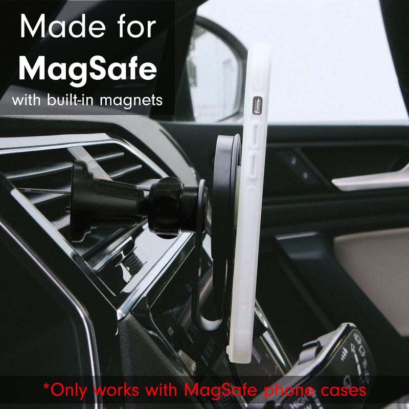 سونيكس حامل الهاتف المغناطيسي LINK، متوافق مع حافظات MagSafe والشاحن اللاسلكي MagSafe لأجهزة iPhone 15 و14 و13 و12، حامل هاتف يدوي حر مع مشبك تهوية آمن - لون الجرافيت - Image 2