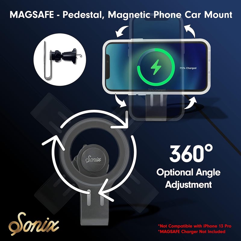 سونيكس حامل الهاتف المغناطيسي LINK، متوافق مع حافظات MagSafe والشاحن اللاسلكي MagSafe لأجهزة iPhone 15 و14 و13 و12، حامل هاتف يدوي حر مع مشبك تهوية آمن - لون الجرافيت - Image 4