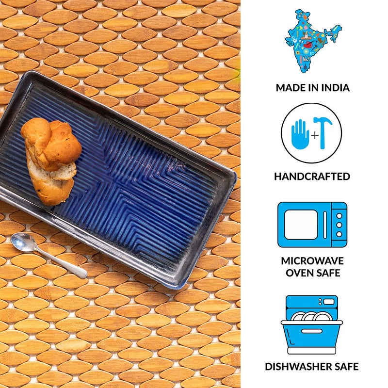 ExclusiveLane طبق تقديم سيراميك حصري من ExclusiveLane للوجبات الخفيفة | طبق تقديم مزجج يدويًا من الفخار الاستوديو 'الشعاب المرجانية' لطاولة الطعام (مجموعة من 1، آمن في غسالة الصحون والميكروويف) - Image 5